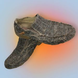 Men's Roper  Dougie Grey Plaid Canvas Moc  Slip-On Shoe Size 8.5